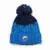 Fritidsklader two-tone bobble hats in navy blue and aqua
