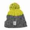 Fritidsklader two-tone bobble hat in lime green & grey